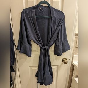 Slate blue, flutter sleeve, women's robe, fits all